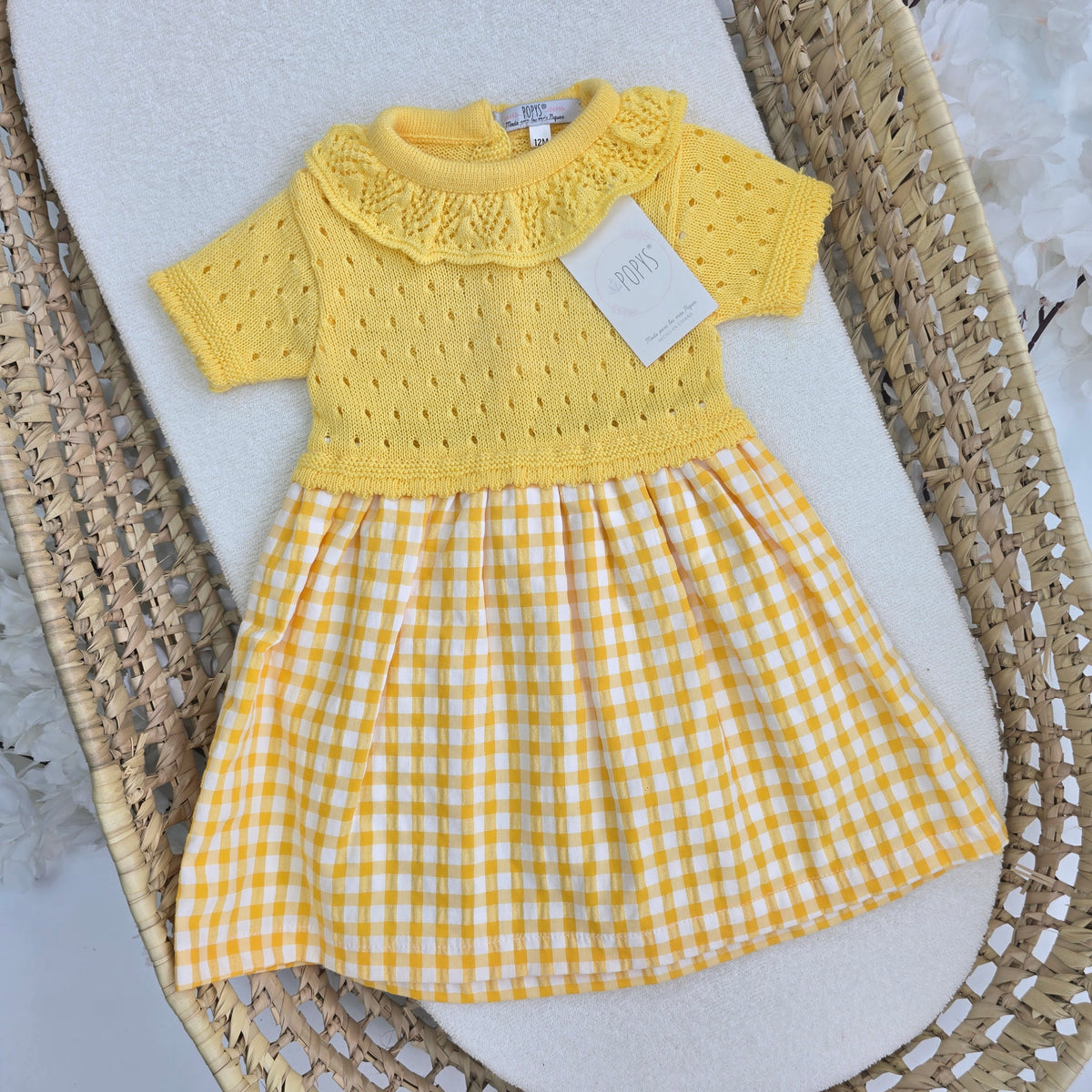 Vestido amarillo con blanco 24348