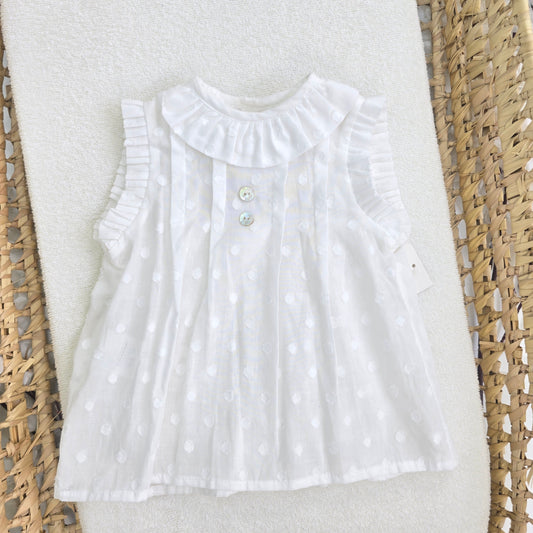Blusa blanca con dos botones en el pecho 24305