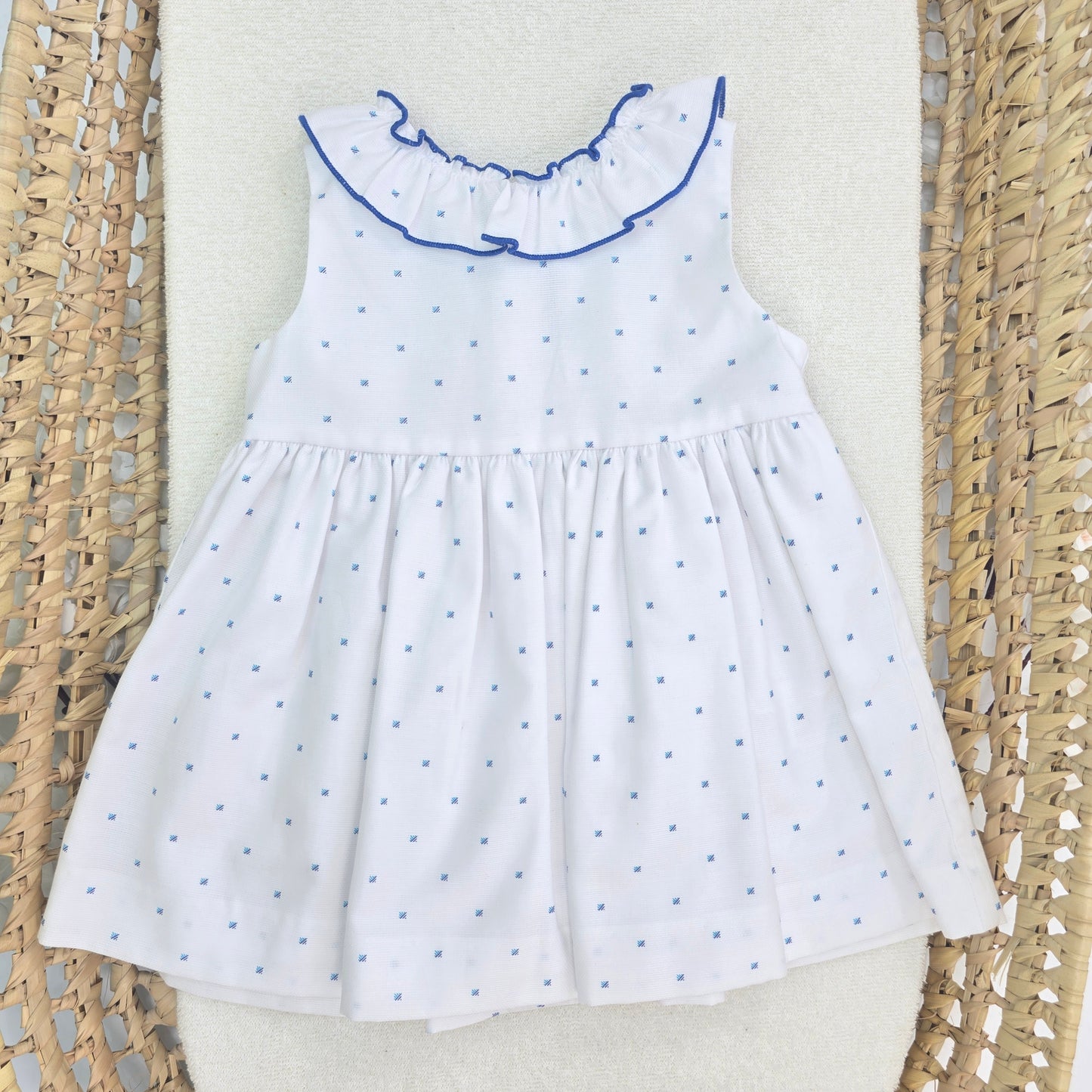 Vestido blanco con detalles azules 290529V